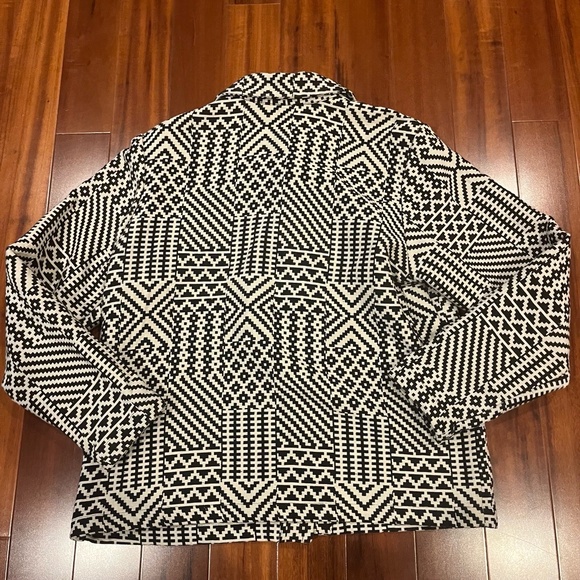 Chicos Vintage Geometric Jacket Black White Thick Fabric Long Sleeve Blazer 0 S‎ - Picture 3 of 8